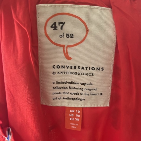 Anthropologie 47 of 52 Conversations Floral Dress  Size 6 Red Ruffle - Picture 8 of 9